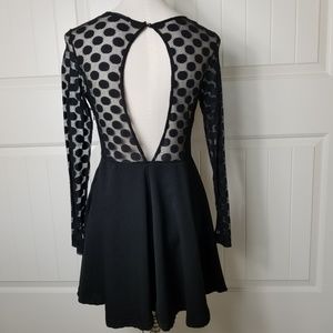 Haoduoyi Fit &  Flair LBD Sheer Polka Dot Dress S